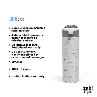 Zak Designs 24 Ounce Antimicrobial Stainless Steel Water Bottle, Wisteria