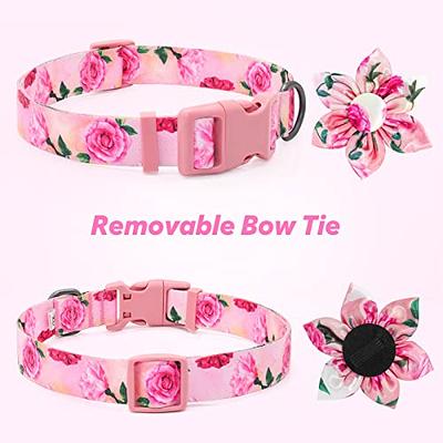 Beirui Cute Girl Dog Collars for Small Medium Large Dogs, Multiple Floral  Patterns Female Pet Dog Collars with Flower for Wedding Holiday(M:Neck