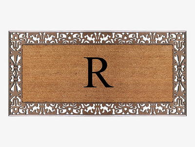 A1hc Natural Coir & Rubber Large Monogrammed Door Mat 30x60 Inches Thick Durable Doormats for Entrance Heavy Duty, Thin Profile Front Door Mat, Long