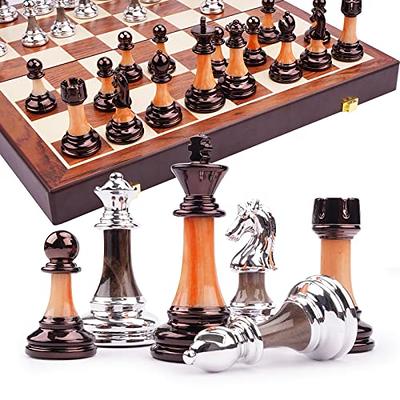 Medieval British Army Antique Copper Metal Chess Set for Adults