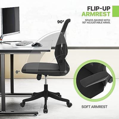 HOLLUDLE Ergonomic Office Chair with Foldable Backrest, Computer Desk Chair  with Flip-up Armrests, Mesh Lumbar Support and Tilt Function Big and Tall