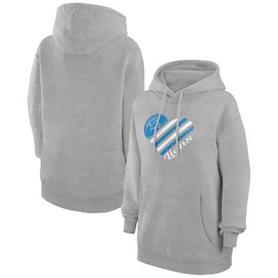 Detroit Lions Womens Crop Top Hoodie W/ Arm Stripes, Heather Gray