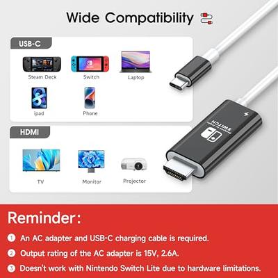  JINGDU Adaptador HDMI portátil compatible con Nintendo Switch  NS/OLED, cable USB C a HDMI que reemplaza al muelle de interruptor original  para duplicar la pantalla de TV, conveniente para viajes, 4K 