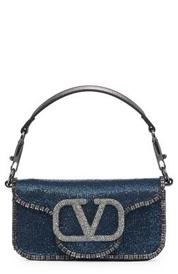 Loco Small Embellished Denim Shoulder Bag in Blue - Valentino Garavani