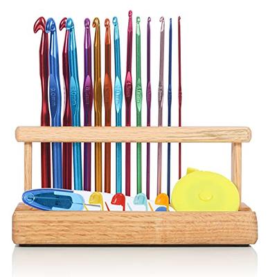 Olikraft 14-Piece Ergonomic Crochet Hook Set with Wooden Holder