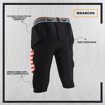  WEARCOG Pro-Flex Adult Football Girdle for Men's, 7 Padded  Integrated Football Pads with Hip, Tail, Thigh Pads and Cup Pocket
