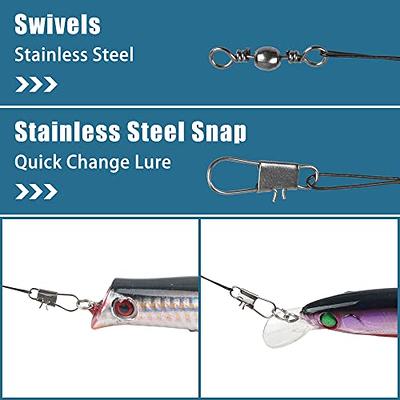 Wire Fishing Leaders Saltwater 100 lbs Heavy Duty Fishing Wire Leader Line with Swivles Snap