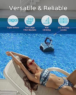 Rock&Rocker Upgraded Powerful Automatic Pool Cleaner, Robotic Pool Vacuum  Cleaner with Wall Climbing, Two Larger Filter Baskets and 50FT Floated  Cord