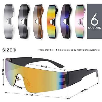 COASION Y2K Silver Futuristic Metallic Sunglasses Cyberpunk Concert Glasses  for Women Men, Game 2077 Costume Eyewear