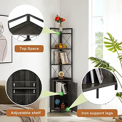 5-Tier Corner Shelf, 60 Inch Bookcase for Living Room, Industrial Corner  Storage Rack Plant Stand for Home Office