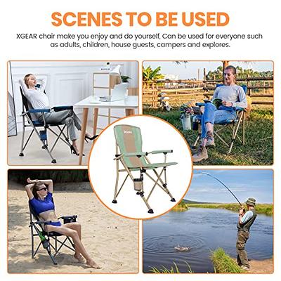 XGEAR Camping Chair with Padded Hard Armrest, Sturdy Folding Camp