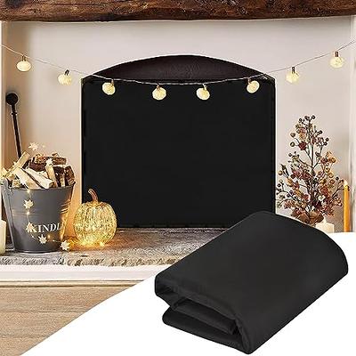Black Geometric Magnetic Fireplace Cover 36x30,Decorative Fireplace  Blanket Insulation Cover for Heat Loss,Indoor Fireplace Draft Stopper  Covers