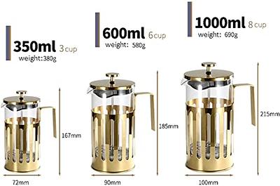 Miuly Small French Press Coffee Maker,12OZ/350ML Stainless Steel Insulated  Coffee Press,Stainless Steel French Press with 2 Fliters 0.35 Liter (12oz