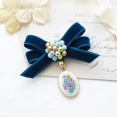 Dark Blue Ribbon Pin