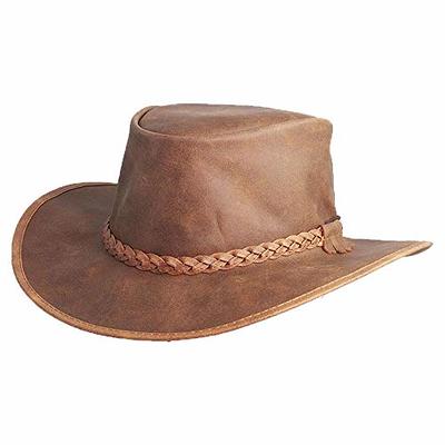 American Hat Makers Crusher Premium Leather Outback Hat – Cowboy