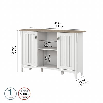 Bush Furniture Salinas Antique White Tall Storage Cabinet with Doors