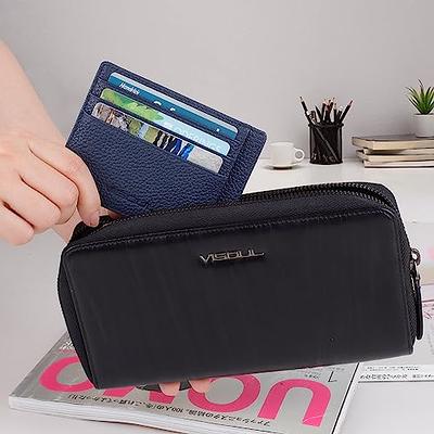 Borgasets Small Wallet for Women Genuine Leather RFID Blocking Card Holder Organizer Pocket Compact Bifold Ladies Mini Purse