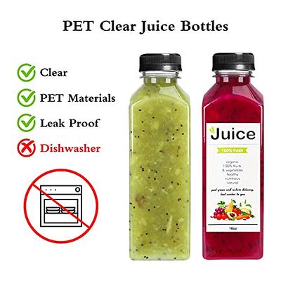 8pcs 16oz Glass Juice Bottles with Lids, Reusable Juice Containers Drinking