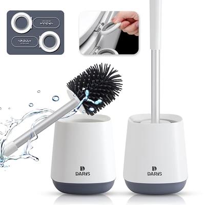 Hibbent Silicone Toilet Brush with Ventilated Drying Holder Floor Standing  & Wall Mounted Without Drilling