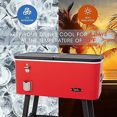 80 qt. Premium Rolling Portable Beverage Cooler for Outdoor Patio