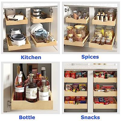 WelFurGeer Pull Out Drawers for Kitchen Cabinets, Pull Out Cabinet Shelf,  Pantry Organizers and Storage, Slide Out Wood Cabinet Organizer, Wood Rack