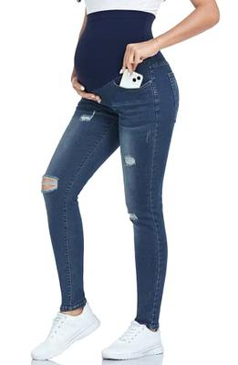 PACBREEZE Women's Maternity Jeans Over The Belly Slim Stretchy High Waist  Denim Skinny Pants with Pockets