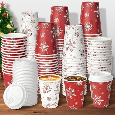 100 Pcs Christmas Treat Snack Cups - Xmas Themed Disposable 12 oz