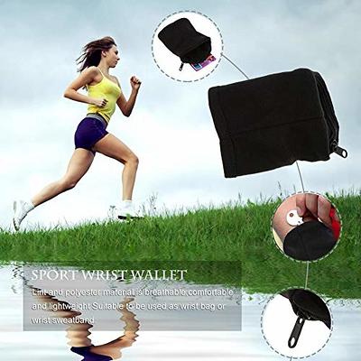 Walbest 1pc Sports Wristband Wallet Pouch, Zipper Workout Wallet Gym Wrist Bag Breathable Pocket Sweatband Wrist Wallet for Running Cycling Sports