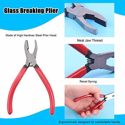 Blue Non-slip Handle Cutting Glass Pliers Stained Glass Tools Flat