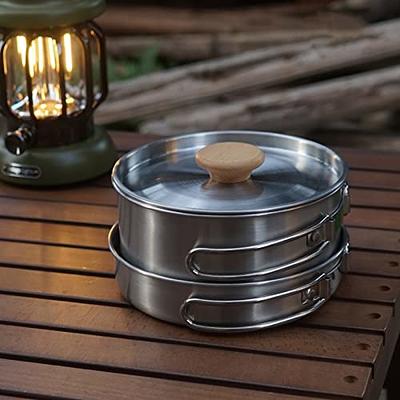 Stainless Steel Camping Cookware Mess Kit Non-Stick Pot Pan Set Lightweight  Pots And Pans Set