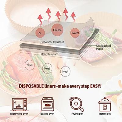 50pcs Air Fryer Disposable Paper Liner, Square Air Fryer Liners, 6.3 Inch  And 7.9 Inch, Non-Stick Disposable Liners, Grease Proof, Waterproof, Food Gr