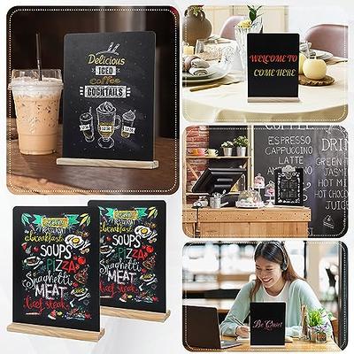 12 Pack Tabletop Mini Chalkboard Signs with Wood Base, 6 x 8 Inch