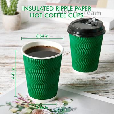 12 oz Eco Green Paper Coffee Cup - Ripple Wall