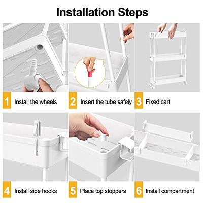 SPACELEAD Slim Storage Cart,3 Tier Bathroom Rolling Utility Cart