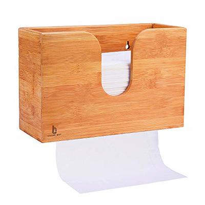 Tioncy 2 Pack Wall Mount Paper Towel Holder with Lid Solid Wood Paper Towel  Dispenser for Home and Commercial Wall Mount or Countertop for Multifold C