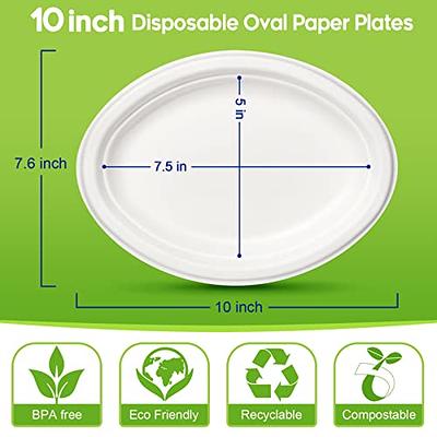 Disposable Paper Plates,12.5 Inch Oval Paper Plates,Super Strong  Eco-Friendly Plates,100% Compostable Biodegradable Plates,White Oval Paper  Dinner Plates for Party,Picnic,Large,Thicken 