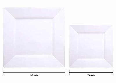 FLOWERCAT 100PCS White Plastic Plates-Heavy Duty White Disposable Plates  for Party/Wedding - Include 50PCS 10.25inch White Dinner Plates - 50PCS