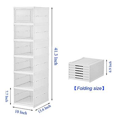 Plastic Foldable Shoe Rack, Free Standing, 6 Shelves