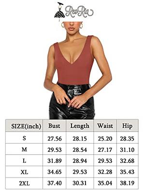 REORIA Women's Summer Sexy Plunge Deep V Neck Sleeveless Double Lined One  Piece Tank Tops Thong Bodysuits Leotards For Going Out Black- Small at   Women's Clothing store