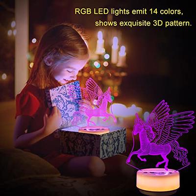 Unicorn Night Light, 3D Illusion Lamp Unicorn Lights for Kids Room, 16  Colors & Flashing Modes with Remote Control Opreated Dimmable Christmas