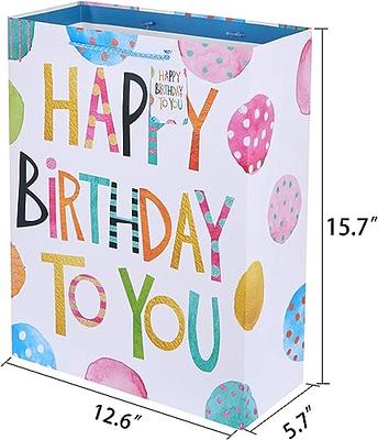 SUNCOLOR 13 Large Gift Bag with Card and Tissue Paper (Colorful Happy Birthday)