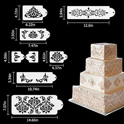 BINBE 14 Pcs Cake Decorating Stencils Floral Wedding Cake Stencil Floral  Cake Templates Spray Floral Cake Molds Hollow Lace Cake Decoration Molds  DIY