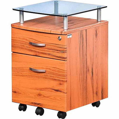 Rolling File Cabinet With Glass Top - Techni Mobili