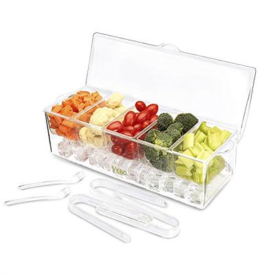 7Penn | Condiment Tray with Ice Chamber Lid Tongs Spoons 5 Condiment  Containers