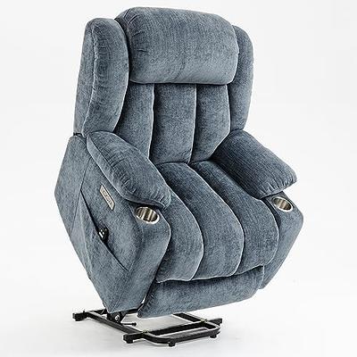 Blue Electric Lift Recliner Sofa with 2-Side Pockets and Cup