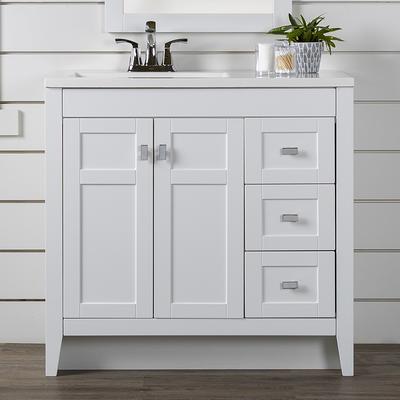 Project Source White 36-in White Undermount Single Sink Bathroom Vanity with White Cultured Marble Top