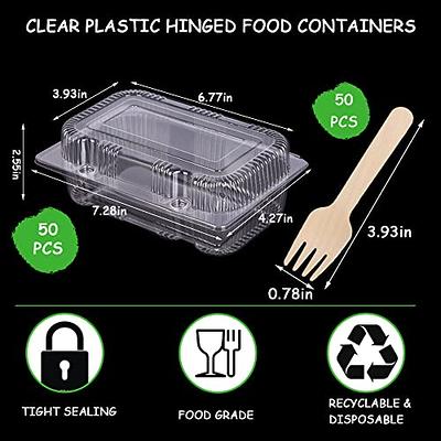 50pcs Disposable Plastic Takeaway Sauce Cup Container Food Box With Hinged  Lid