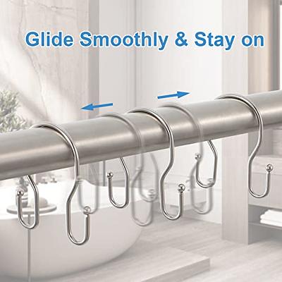 TOPROD Shower Curtain Hooks Rings, Double Sided Shower Curtain Hooks,  Stainless Steel Shower Hooks Rust Proof for for Bathroom Shower