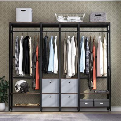 Siavonce Grey Particle Board Free-Standing Closet Organizer with