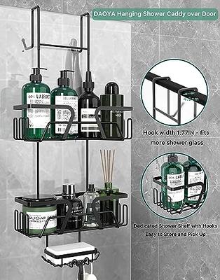 Oumilen 4 Pack Shower Caddy, Wall Mounted Bathroom Shower Organizer, Strong Adhesive Shower Organizer Shelf, Black